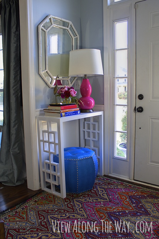 DIY Fretwork Console Table View Along the Way